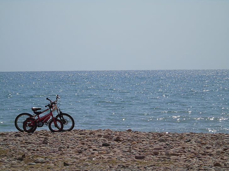 beach, bicycles, holiday, sea, landscape, outdoors, mediterranean sea