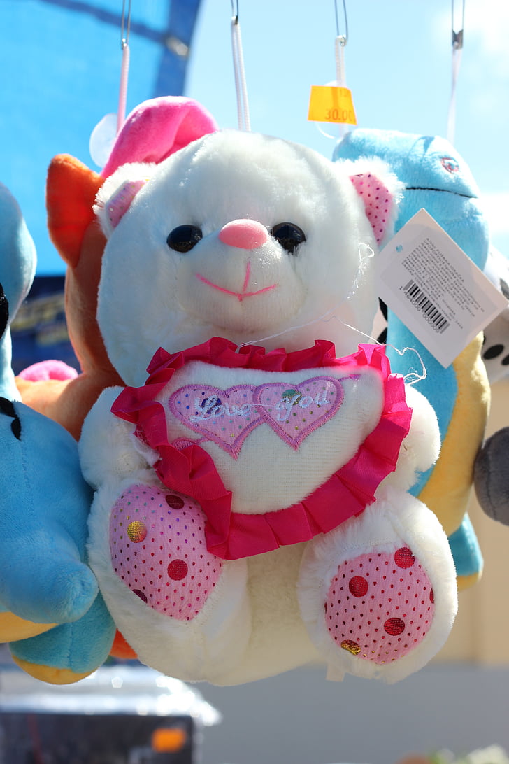 Teddy bear, tirgus, rotaļlieta, jautrs, piemīlīgs, jauks, krāsains