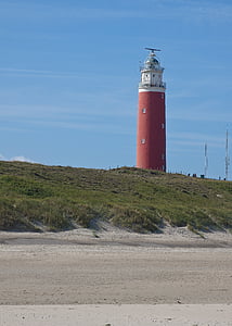 lighthouse, grass, dunes, wind, seafaring, texel, netherlands