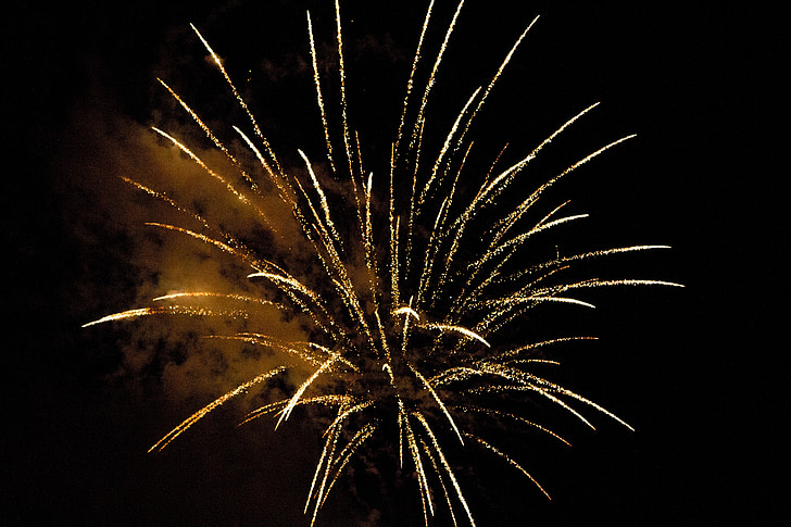 Sylvester, razzo, fuochi d'artificio, luci, notte, esplosione, giorno del nuovo anno