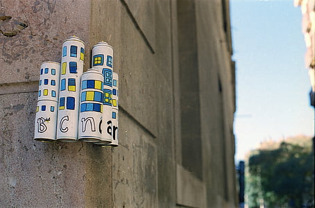 街头艺术, 巴塞罗那, 西班牙, 涂鸦, 街道, 城市, 加泰罗尼亚