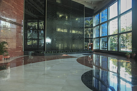 building, interiors, lobby, glass, design, architecture, business