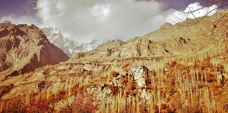 Pakistan, jesień, szczyt, Karakorum, góry, krajobraz, śnieg
