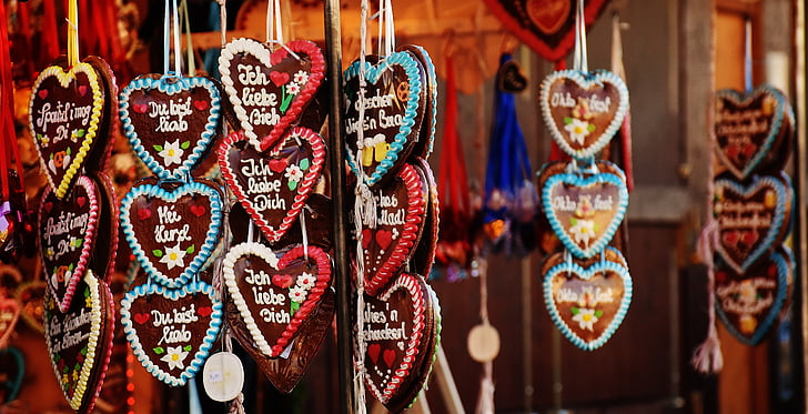 Oktoberfest, gingerbread, kalp, aşk, Halk Festivali, renkli, yazı tipi