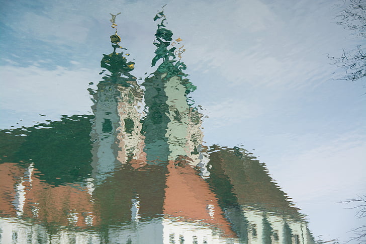 Зеркальное отображение, воды, Церковь, Зеркальное изображение, отражение, поверхность воды