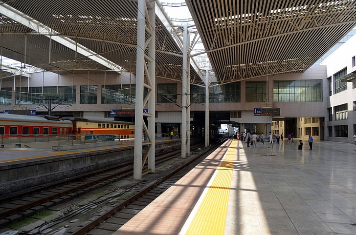 влак, платформа, жп-гара, Транспорт, пристигат, се отклони, изчакване
