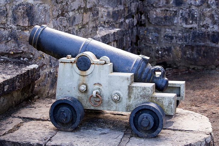 Cannon, lielgabals, valnis, izciļņa, pils, ierocis, karš