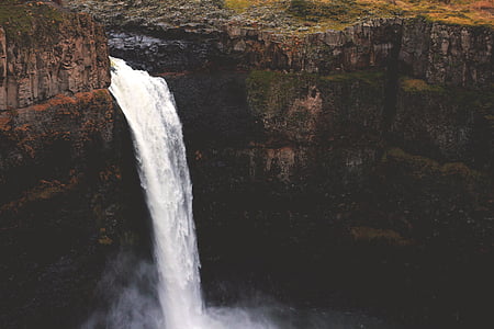 waterfalls, canyon, photograph, water, Waterfall, rocks, nature