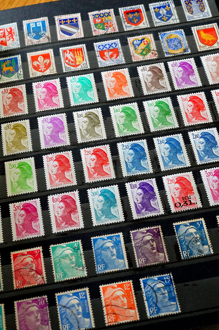 stamps, french stamps, collection, philately, mail, marianne, stamp collection