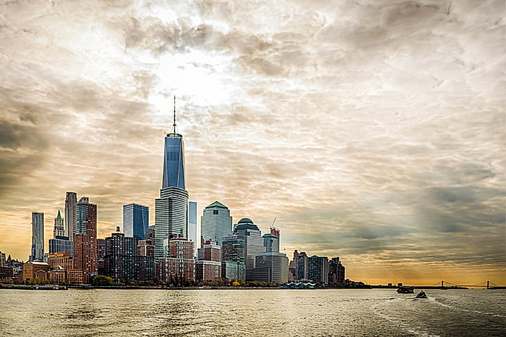 paesaggio urbano, Manhattan, Skyline, vista, punto di riferimento, NYC, urbano