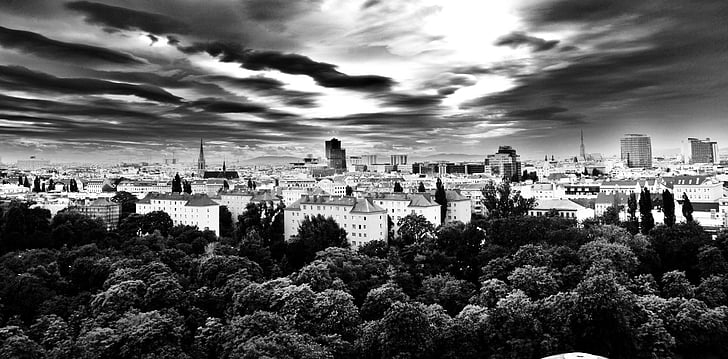 Wien, Østerrike, prater, byen, trær, bybildet, Urban skyline