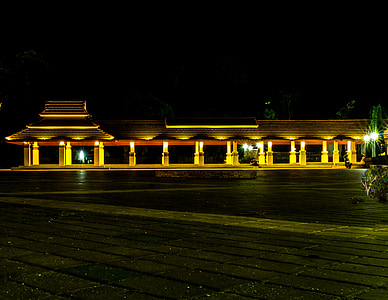 arcade, temple, building, architecture, night photograph, abendstimmung