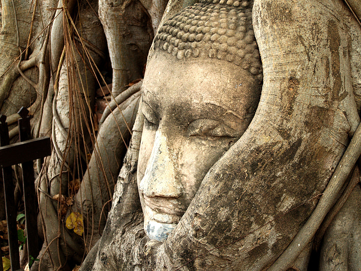 Ayutthaya, Thailand, etnisitet, skulptur, orientalsk, reise, statuen