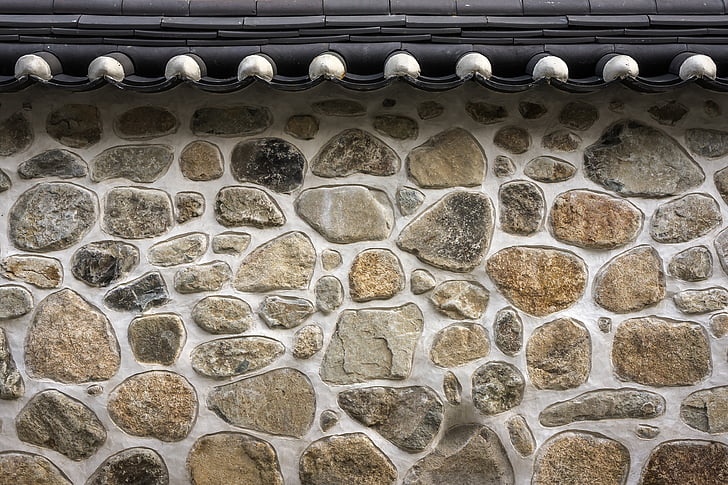 azulejo de azotea, Damme, pared, piedra, tradicional, República de Corea, Corea