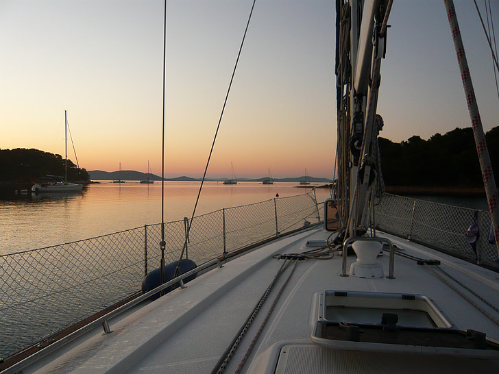 dawn, sailing boat, marina