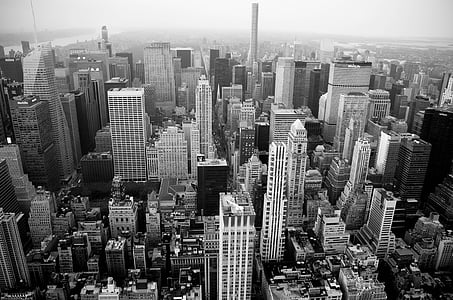 Нью-Йорк, горизонт, Drone, Манхеттен, Нью-Йорк, Манхеттен - Нью-Йорк, хмарочос