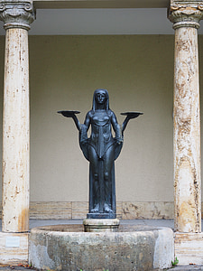 άγαλμα, δασικό νεκροταφείο της Στουτγάρδης, νεκροταφείο, δασικό νεκροταφείο, Κρήνη, παρθένα με τα κύπελλα δάκρυα, Γιόζεφ zeitler