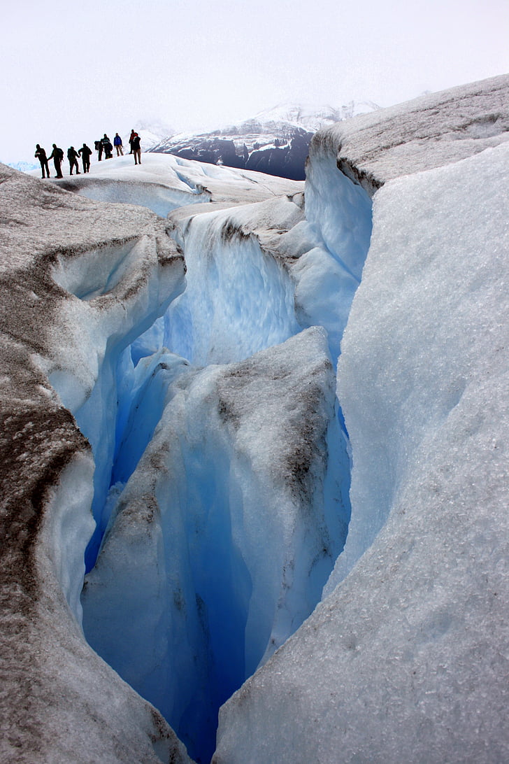crevasse, Glacier, glace, neige, hiver, paysage