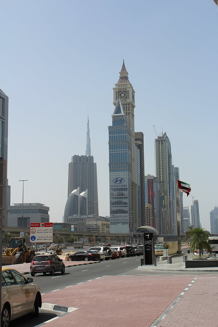 Dubai, rascacielos, ciudad, Burj kalifa, cielo