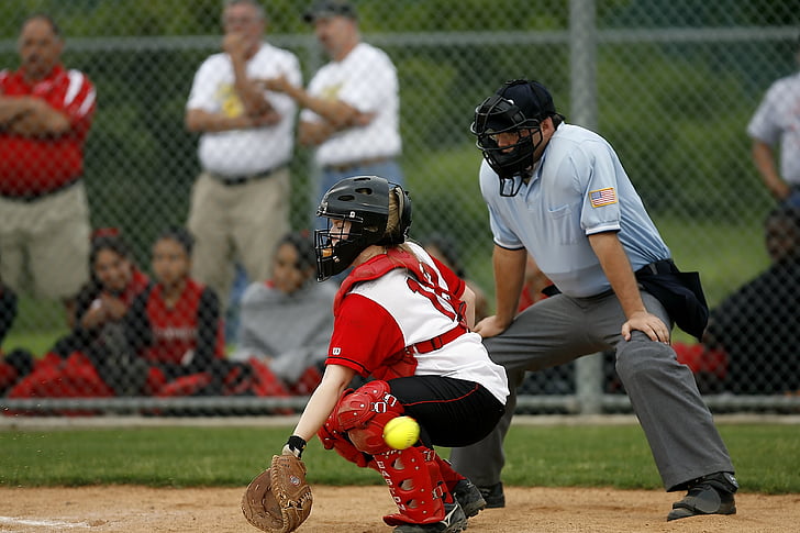 softball, player, umpire, game, competition, play, athlete