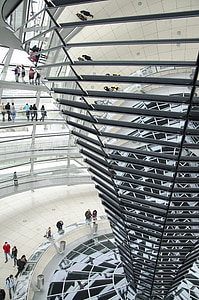 Berlin, Reichstag, épület, tükrök, építészet, kormány, kupola