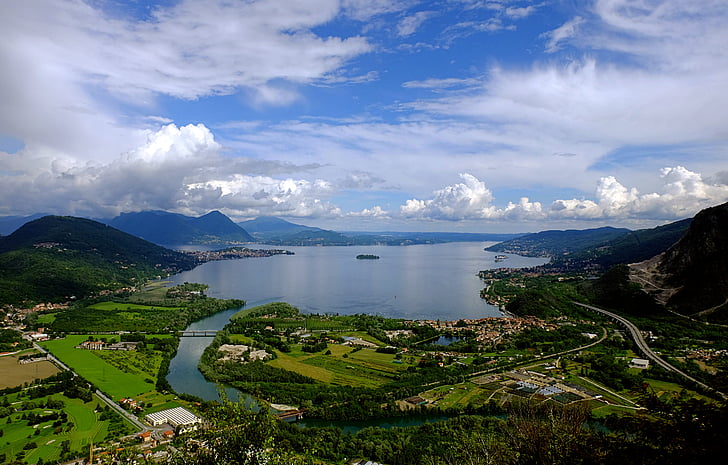 lago maggiore, italy, distant view, verbania, stresa, landscape, panorama