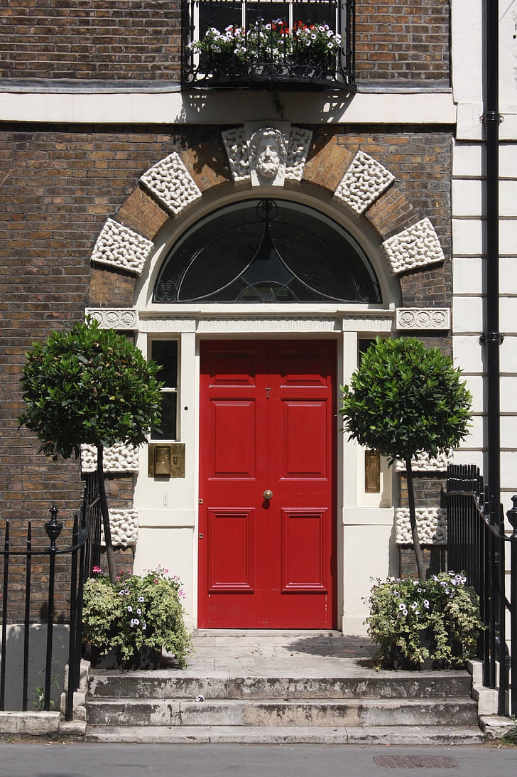 vrata, London, kuća, Crveni, arhitektura, ulaz, zgrada izvana