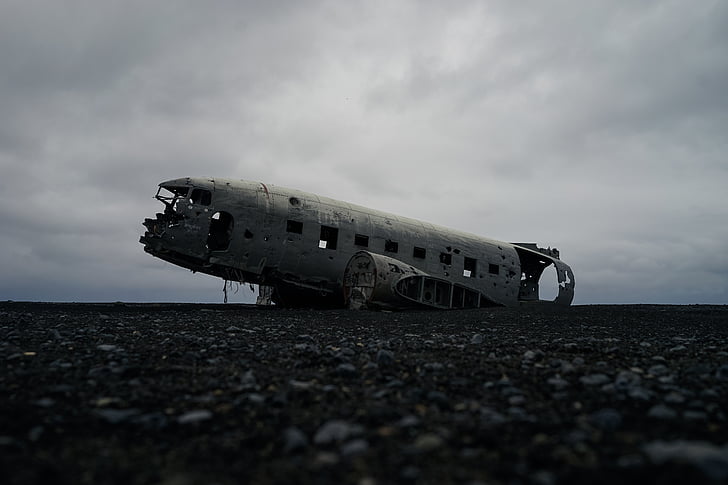 crashed, airplane, cloud, wrecks, wreck, abandoned, transportation