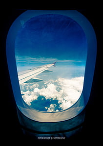 avió, avió, finestra, ala, Punta d'ala, núvol, ennuvolat