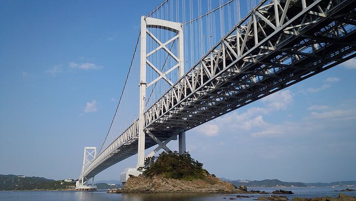 Japanse Binnenzee, Seto ohashi bridge, opzoeken, brug - mens gemaakte structuur, hemel, het platform, ingebouwde structuur