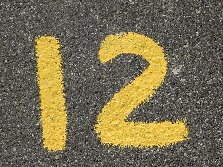 číslo, AD, žlutá, Barva, asfalt, cesta, číslice