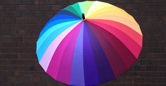 umbrella, colors, striped, protection, water, rain protection, colorful