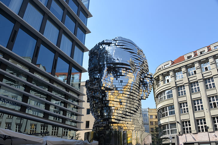 скульптура, Пам'ятник, Франц Кафка, Прага, мобільні пластикові, обличчя, Метаморфози