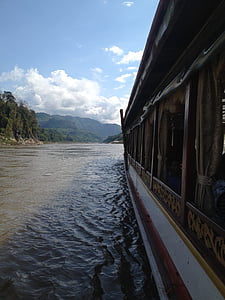 boot, Mekong rivier, Laos, Vietnam, rivier, schip, vervoer