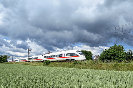 InterCity-express, LED, vlakovi, vlak, oblak - nebo, polje, prijevoz