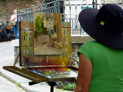 peintre, humeur, France, architecture, atmosphère, ville, bâtiment
