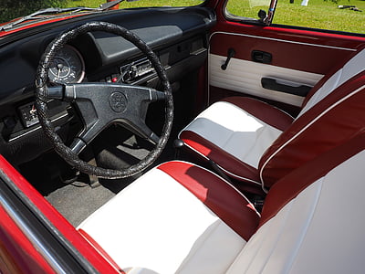 steering wheel, interior, sit, driver's seat, passenger seat, speedometer, vw beetle