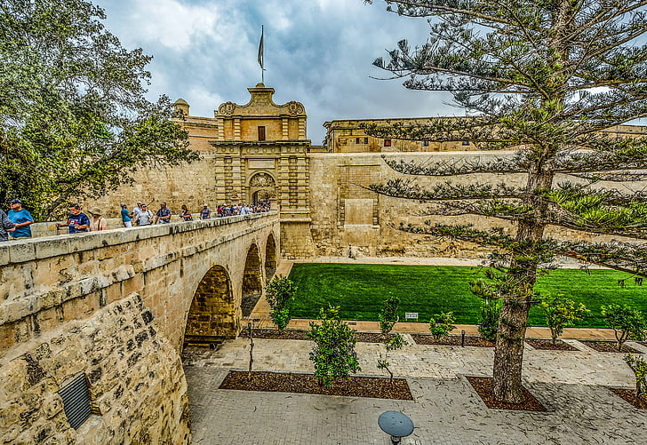 Mdina, Malta, Gates, Castle, Bridge, Middelhavet, væg