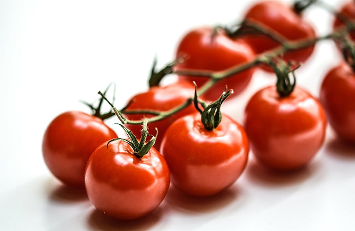 tomat, kirss, punane, toidu, taimne, värske, roheline