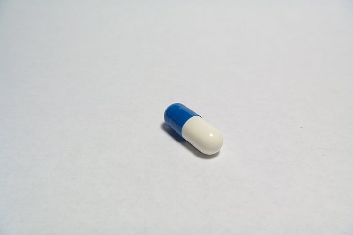 cápsula, Branco, azul, pílula, medicação, prescrição, Droga