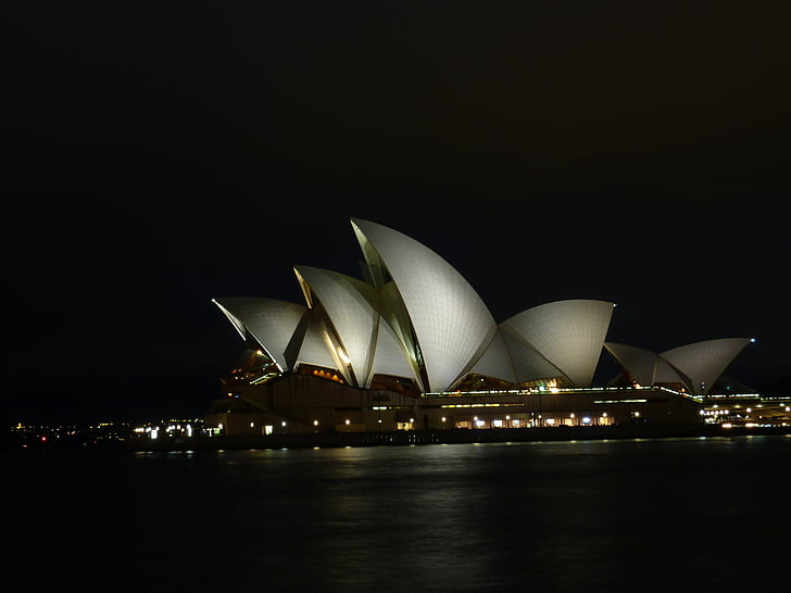 Sydney turisztikai l, Opera, Operaház, éjszaka, koncertterem