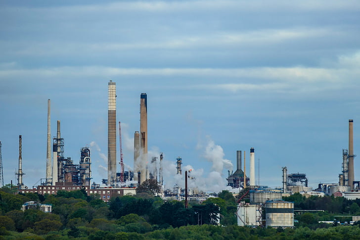 refinery, oil refinery, oil, industry, mineral oil, factory, sky