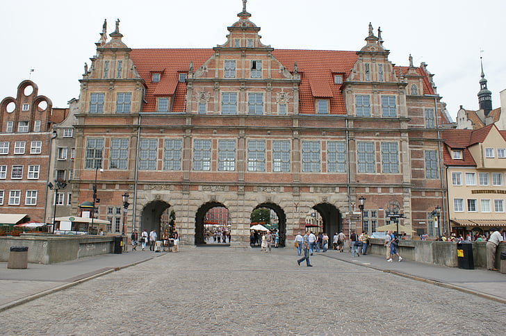 Gdańsk, Danzig, Polen, resor, staden, gamla, byggnad