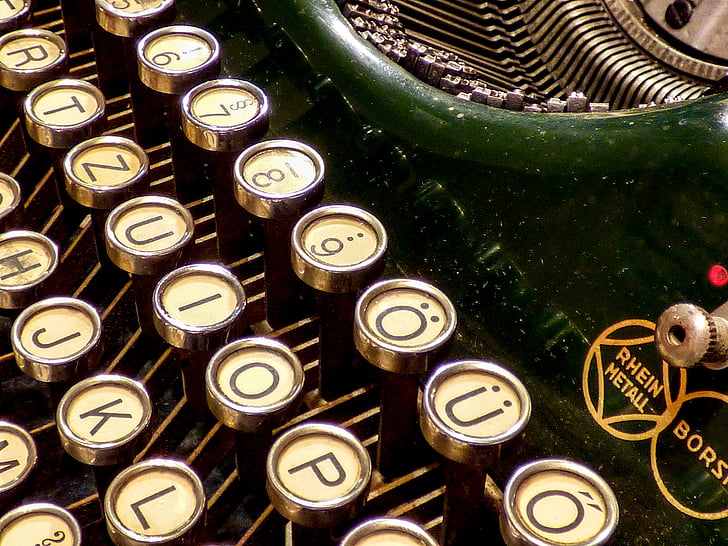 pisaći stroj, Stari, mehanički, tehnika, pisanje, pismo, logotip