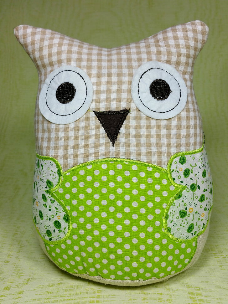 Owl, chắp vá, màu xanh lá cây, Vải, không có người, dệt may, Trang trí