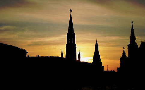 red square, historic buildings, skyline, silhouette, towers, spires, tall