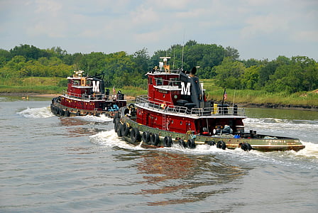 sleepboot boten, Savannah, Georgië, rivier, boot, water, sleepboot