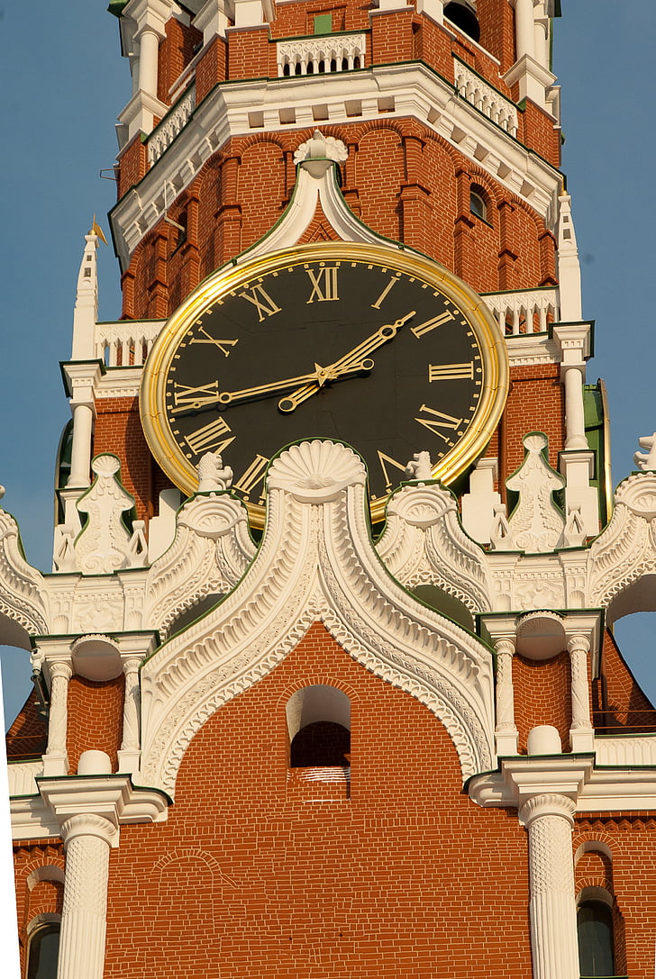 moscow, kremlin, tower of the savior, clock, wall, architecture, famous Place