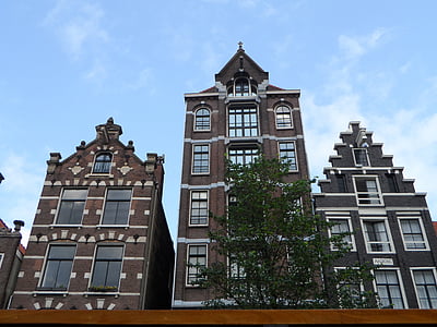 Amsterdam, Kota, Townhouse, bangunan, Monumen, kota tua, rumah tua