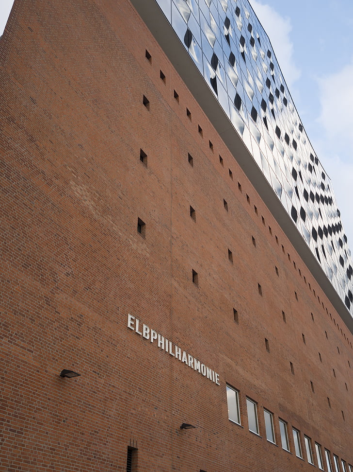 Hambourg, Allemagne, salle philharmonique Elbe, Voir les détails, point de repère, architecture, Elbe
